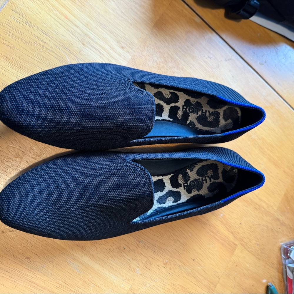 Rothy's Black Flats with Leopard Print Insole